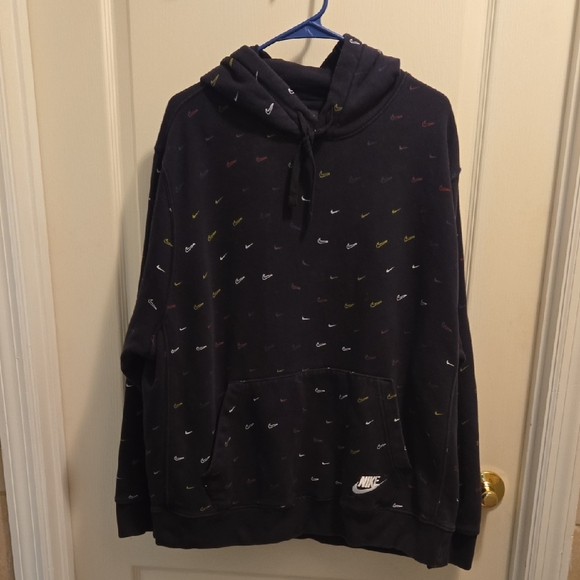 Nike Men's Black Hoodie Red White Blue Logos Cotton Blend Fleece Lining  XL EUC - Picture 1 of 6